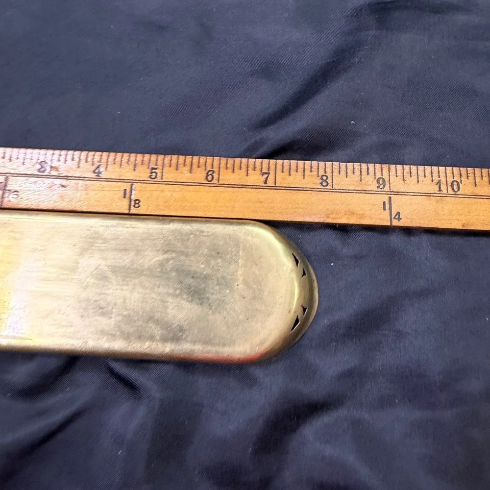 Vintage Brass Vanity Tray Art Nouveau Floral Cut Out Long Oval Trinket Dish 8